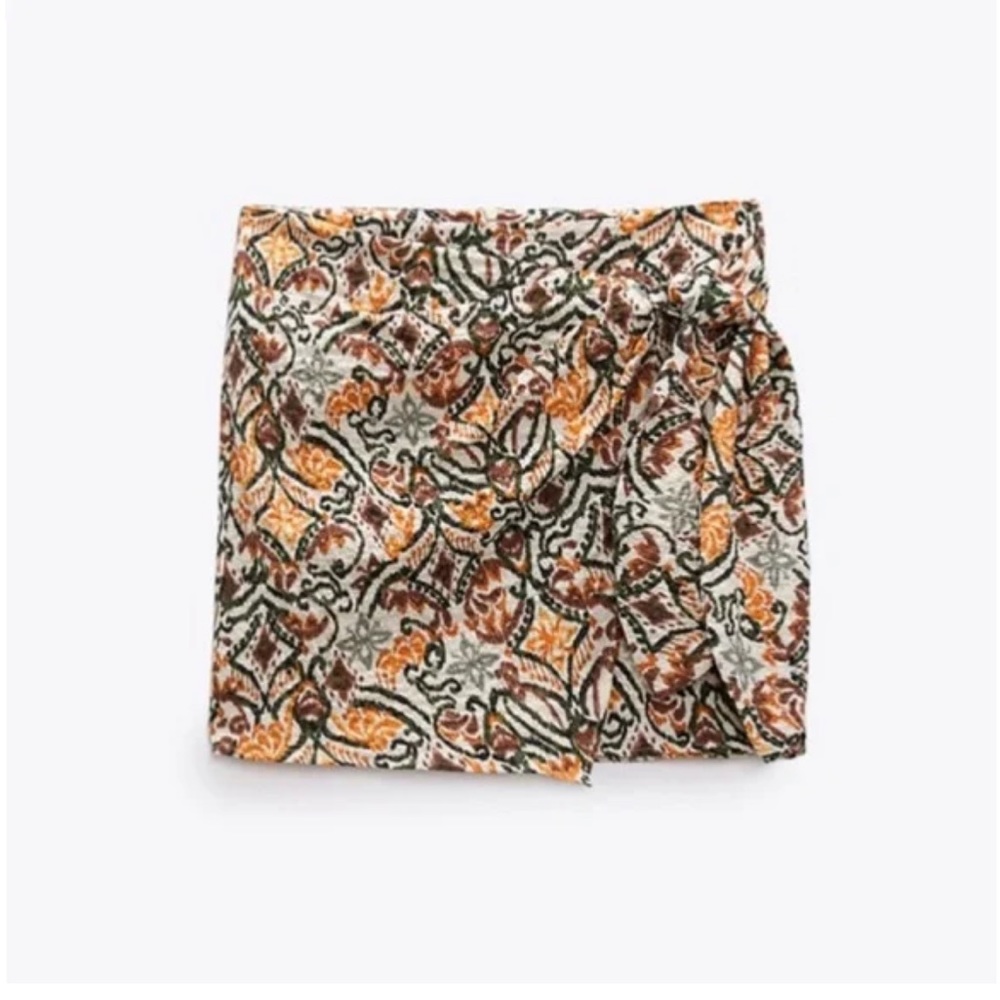 Zara Printed Skirt with Knot